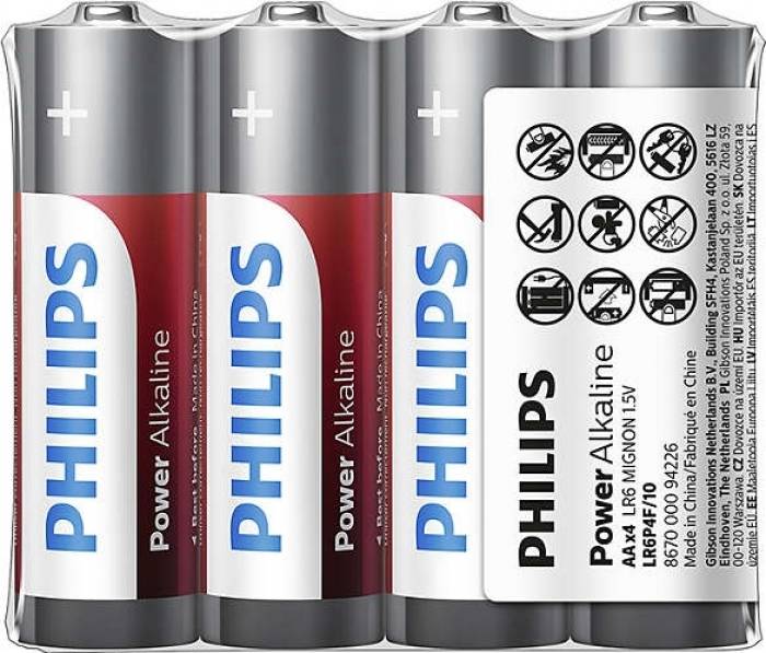 Batteries Philips Power Alkaline AA 4 pack shrink