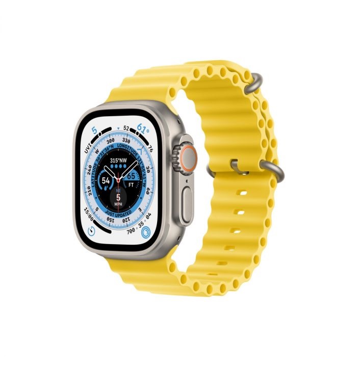 Apple Watch Ultra Cellular, 49mm Titanium Case with Yellow Ocean Band