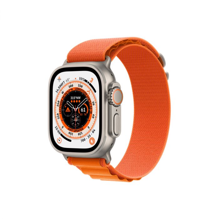 Apple Watch Ultra Cellular, 49mm Titanium Case with Orange Alpine Loop - Medium