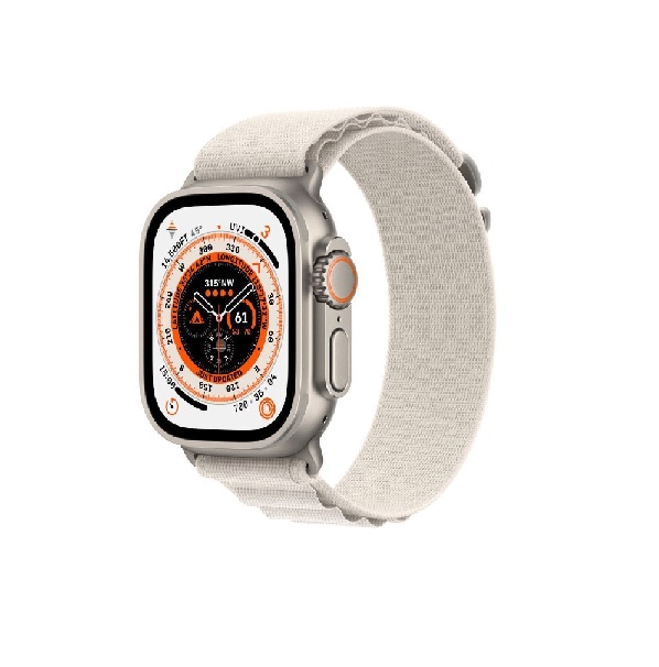 Apple Watch Ultra Cellular, 49mm Titanium Case with Starlight Alpine Loop - Large