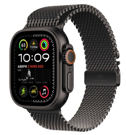 Apple Watch Ultra2 v2 Cellular 49mm Black Titanium Case with Black Titanium Milanese Loop - M