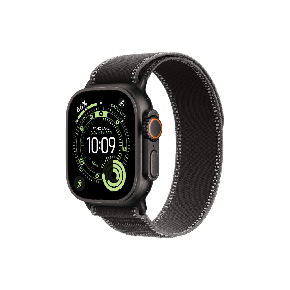 Apple Watch Ultra 3 Cellular 49mm Black Titanium Case with Black/Charcoal Trail Loop - M/L