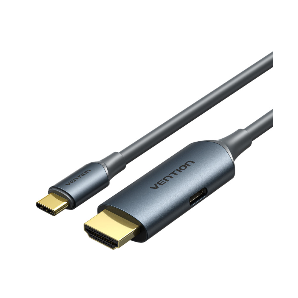VENTION HDMI Male to USB Type-C Male 4K HD Cable with Power Supply 1.5M Gray Metal Type