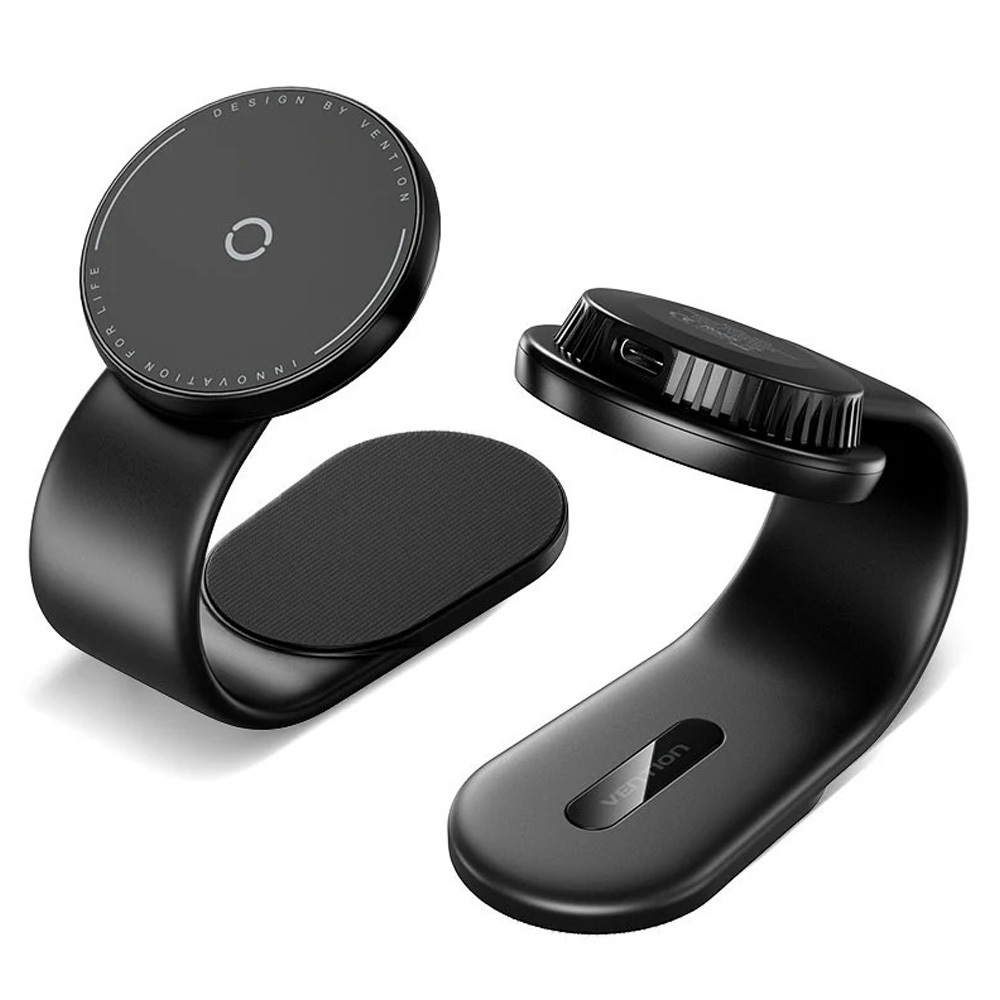 VENTION Magnetic Wireless Car Mount Charger with Dual Power Supply Ports Black