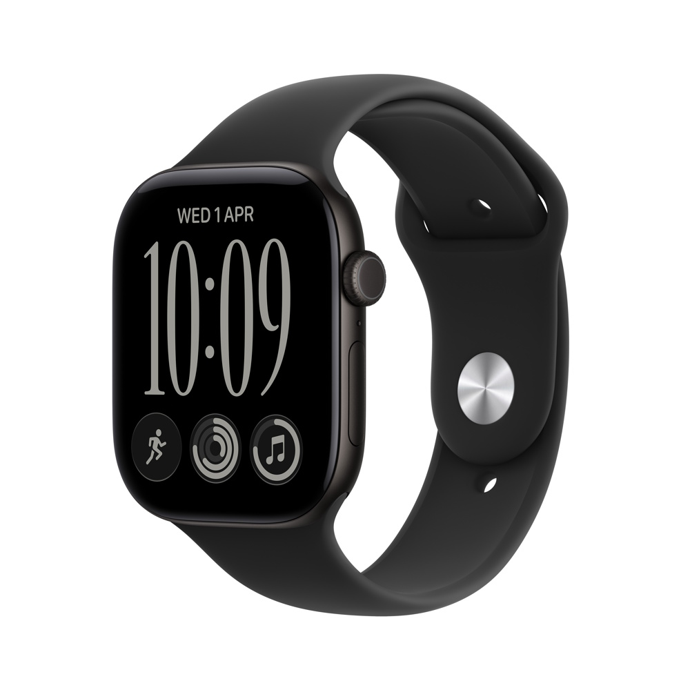 Pre-Order Apple Watch S12 GPS 46mm Black Aluminium Case with Black Sport Band - S/M
