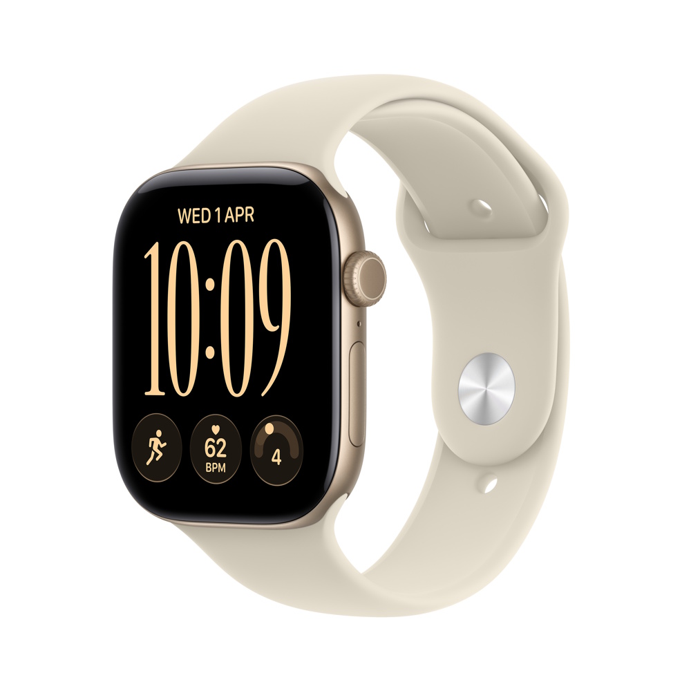 Pre-Order Apple Watch S12 GPS 46mm Light Gold Aluminium Case with Sand Sport Band - M/L