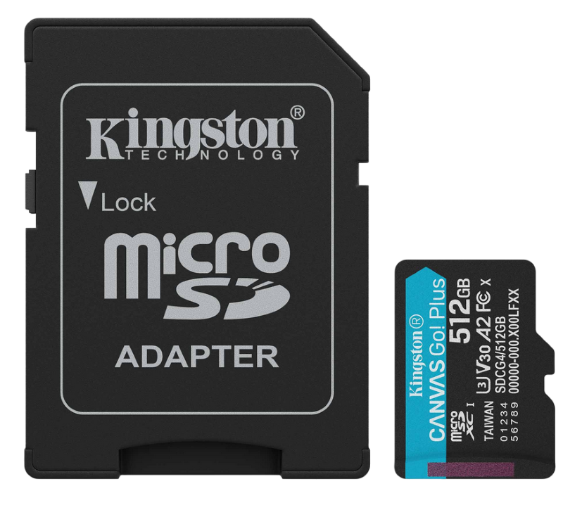 Мемориска картичка KINGSTON 512GB microSDXC Canvas Go Plus Gen4 200MB/s A2 U3 V30 Card + Adapter (SDCG4/512GB)