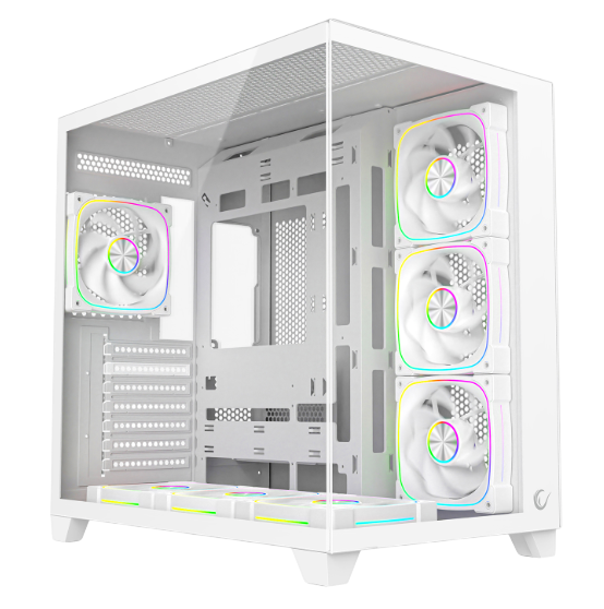 ATX Case Rampage Sealite Tempered Glass White w/7x120mm A-RGB Case Fans