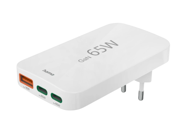 HAMA Universal USB-C Notebook Power Supply, Slim Charger, GaN, PD, 5-20V/65W 200020